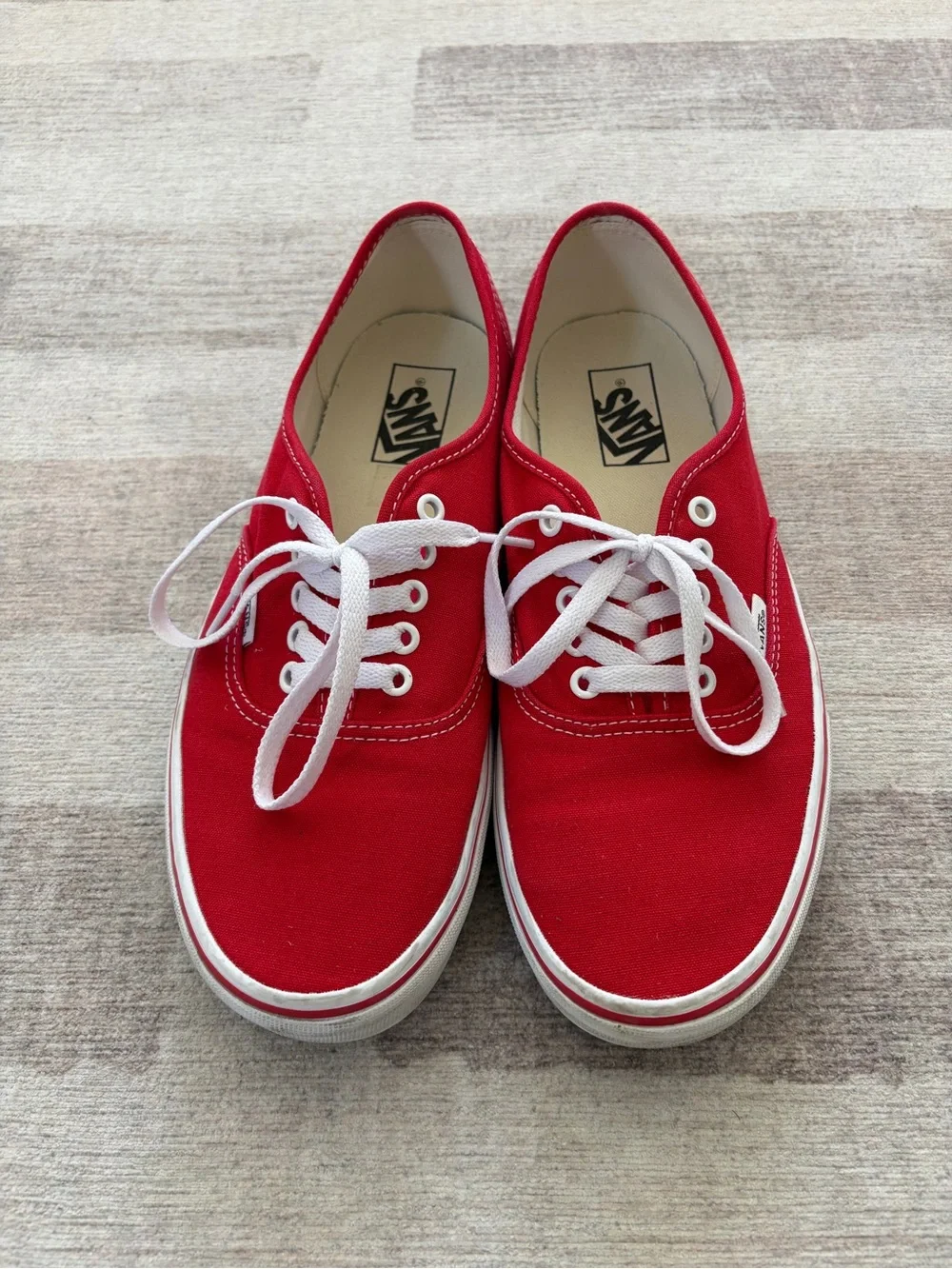 Vans Authentic - Red Canvas Low Top Sneakers with White Accents